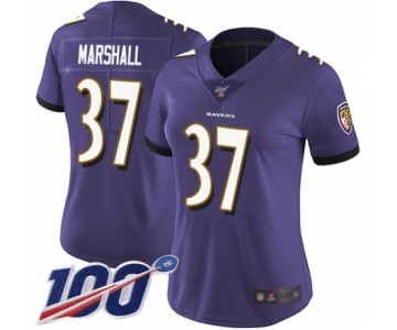 Women's Baltimore Ravens #37 Iman Marshall Purple Team Color Vapor Untouchable Limited Player 100th Season Football Jersey