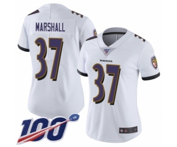 Women's Baltimore Ravens #37 Iman Marshall White Vapor Untouchable Limited Player 100th Season Football Jersey