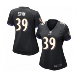 Women's Baltimore Ravens #39 Tyler Ervin Game Black Alternate Football Jersey