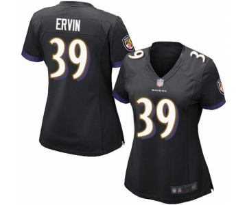 Women's Baltimore Ravens #39 Tyler Ervin Game Black Alternate Football Jersey