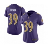 Women's Baltimore Ravens #39 Tyler Ervin Limited Purple Rush Vapor Untouchable Football Jersey