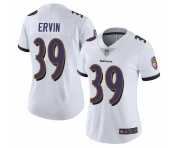 Women's Baltimore Ravens #39 Tyler Ervin White Vapor Untouchable Limited Player Football Jersey