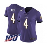 Women's Baltimore Ravens #4 Sam Koch Purple Team Color Vapor Untouchable Limited Player 100th Season Football Jersey