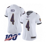 Women's Baltimore Ravens #4 Sam Koch White Vapor Untouchable Limited Player 100th Season Football Jersey