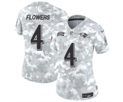 Women's Baltimore Ravens #4 Zay Flowers 2024 F.U.S.E Arctic Camo Salute To Service Limited Stitched Football Jersey