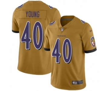 Women's Baltimore Ravens #40 Kenny Young Limited Gold Inverted Legend Football Jersey