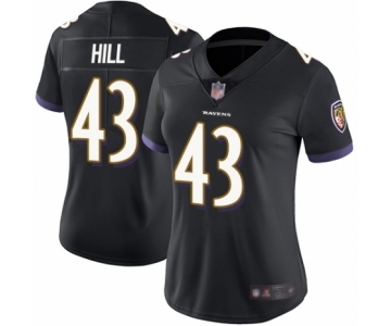 Women's Baltimore Ravens #43 Justice Hill Black Alternate Vapor Untouchable Limited Player Football Jersey