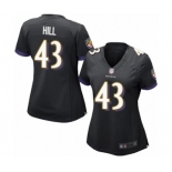 Women's Baltimore Ravens #43 Justice Hill Game Black Alternate Football Jersey