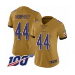 Women's Baltimore Ravens #44 Marlon Humphrey Limited Gold Inverted Legend 100th Season Football Jersey