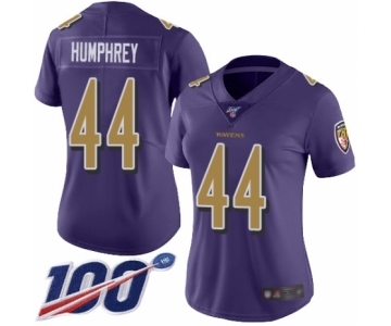 Women's Baltimore Ravens #44 Marlon Humphrey Limited Purple Rush Vapor Untouchable 100th Season Football Jersey