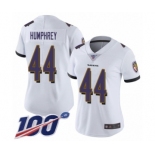 Women's Baltimore Ravens #44 Marlon Humphrey White Vapor Untouchable Limited Player 100th Season Football Jersey