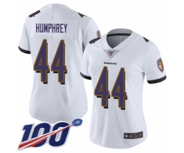 Women's Baltimore Ravens #44 Marlon Humphrey White Vapor Untouchable Limited Player 100th Season Football Jersey