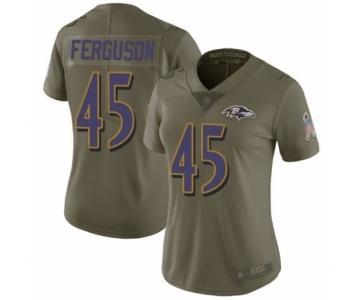 Women's Baltimore Ravens #45 Jaylon Ferguson Limited Olive 2017 Salute to Service Football Jersey