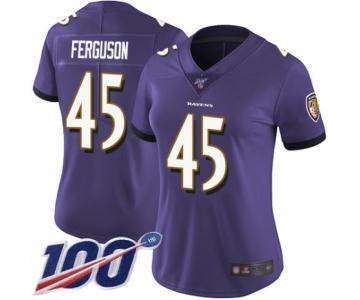 Women's Baltimore Ravens #45 Jaylon Ferguson Purple Team Color Vapor Untouchable Limited Player 100th Season Football Jersey