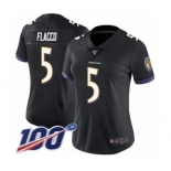 Women's Baltimore Ravens #5 Joe Flacco Black Alternate Vapor Untouchable Limited Player 100th Season Football Jersey