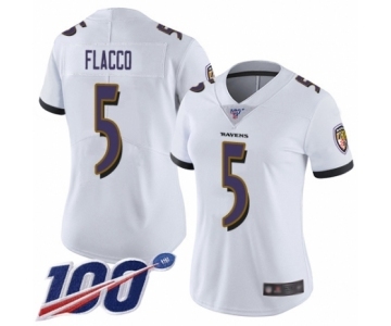 Women's Baltimore Ravens #5 Joe Flacco White Vapor Untouchable Limited Player 100th Season Football Jersey