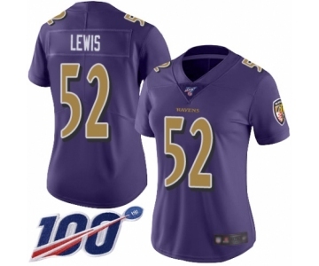 Women's Baltimore Ravens #52 Ray Lewis Limited Purple Rush Vapor Untouchable 100th Season Football Jersey