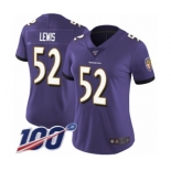 Women's Baltimore Ravens #52 Ray Lewis Purple Team Color Vapor Untouchable Limited Player 100th Season Football Jersey