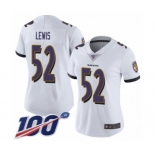 Women's Baltimore Ravens #52 Ray Lewis White Vapor Untouchable Limited Player 100th Season Football Jersey