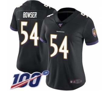 Women's Baltimore Ravens #54 Tyus Bowser Black Alternate Vapor Untouchable Limited Player 100th Season Football Jersey