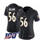 Women's Baltimore Ravens #56 Tim Williams Black Alternate Vapor Untouchable Limited Player 100th Season Football Jersey