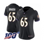 Women's Baltimore Ravens #65 Nico Siragusa Black Alternate Vapor Untouchable Limited Player 100th Season Football Jersey