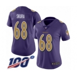 Women's Baltimore Ravens #68 Matt Skura Limited Purple Rush Vapor Untouchable 100th Season Football Jersey