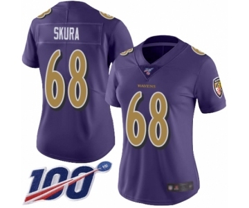 Women's Baltimore Ravens #68 Matt Skura Limited Purple Rush Vapor Untouchable 100th Season Football Jersey