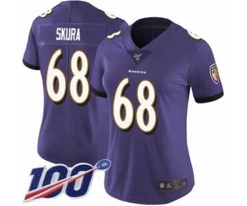 Women's Baltimore Ravens #68 Matt Skura Purple Team Color Vapor Untouchable Limited Player 100th Season Football Jersey