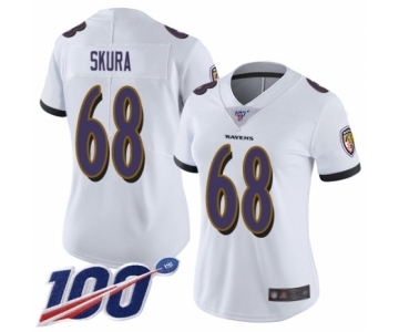 Women's Baltimore Ravens #68 Matt Skura White Vapor Untouchable Limited Player 100th Season Football Jersey