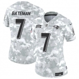 Women's Baltimore Ravens #7 Rashod Bateman 2024 F.U.S.E Arctic Camo Salute To Service Limited Stitched Football Jersey