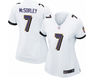 Women's Baltimore Ravens #7 Trace McSorley Game White Football Jersey