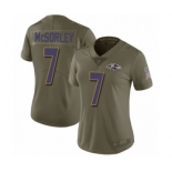 Women's Baltimore Ravens #7 Trace McSorley Limited Olive 2017 Salute to Service Football Jersey