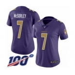 Women's Baltimore Ravens #7 Trace McSorley Limited Purple Rush Vapor Untouchable 100th Season Football Jersey