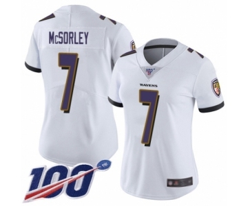 Women's Baltimore Ravens #7 Trace McSorley White Vapor Untouchable Limited Player 100th Season Football Jersey