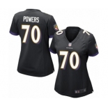 Women's Baltimore Ravens #70 Ben Powers Game Black Alternate Football Jersey