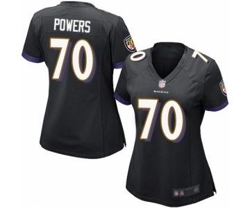 Women's Baltimore Ravens #70 Ben Powers Game Black Alternate Football Jersey