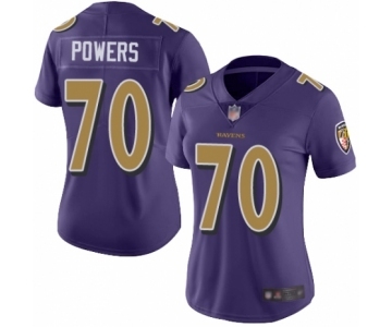 Women's Baltimore Ravens #70 Ben Powers Limited Purple Rush Vapor Untouchable Football Jersey