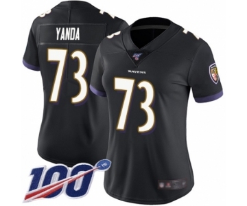 Women's Baltimore Ravens #73 Marshal Yanda Black Alternate Vapor Untouchable Limited Player 100th Season Football Jersey