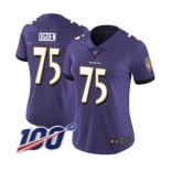 Women's Baltimore Ravens #75 Jonathan Ogden Purple Team Color Vapor Untouchable Limited Player 100th Season Football Jersey