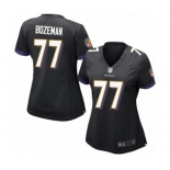 Women's Baltimore Ravens #77 Bradley Bozeman Game Black Alternate Football Jersey