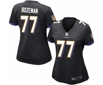 Women's Baltimore Ravens #77 Bradley Bozeman Game Black Alternate Football Jersey