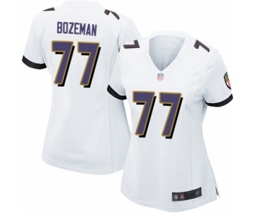 Women's Baltimore Ravens #77 Bradley Bozeman Game White Football Jersey