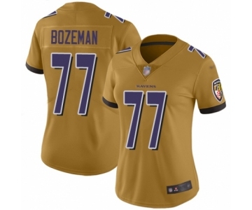 Women's Baltimore Ravens #77 Bradley Bozeman Limited Gold Inverted Legend Football Jersey