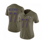 Women's Baltimore Ravens #77 Bradley Bozeman Limited Olive 2017 Salute to Service Football Jersey