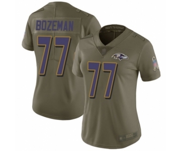 Women's Baltimore Ravens #77 Bradley Bozeman Limited Olive 2017 Salute to Service Football Jersey