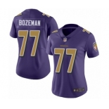 Women's Baltimore Ravens #77 Bradley Bozeman Limited Purple Rush Vapor Untouchable Football Jersey