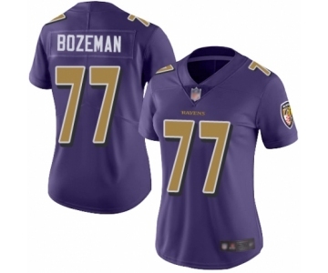 Women's Baltimore Ravens #77 Bradley Bozeman Limited Purple Rush Vapor Untouchable Football Jersey