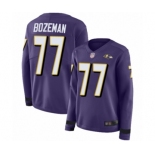 Women's Baltimore Ravens #77 Bradley Bozeman Limited Purple Therma Long Sleeve Football Jersey