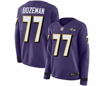 Women's Baltimore Ravens #77 Bradley Bozeman Limited Purple Therma Long Sleeve Football Jersey